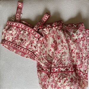 intricate japra crop top and skirt set, made in India. double layered fabric